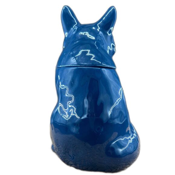 Threshold, Azure Blue Stoneware Fox Cookie Jar 11"H x 8"L x 6.5"W Hand Wash Only - Picture 3 of 10